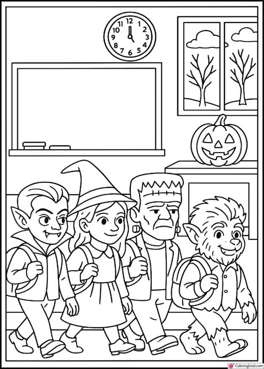Monster Kids Going to School