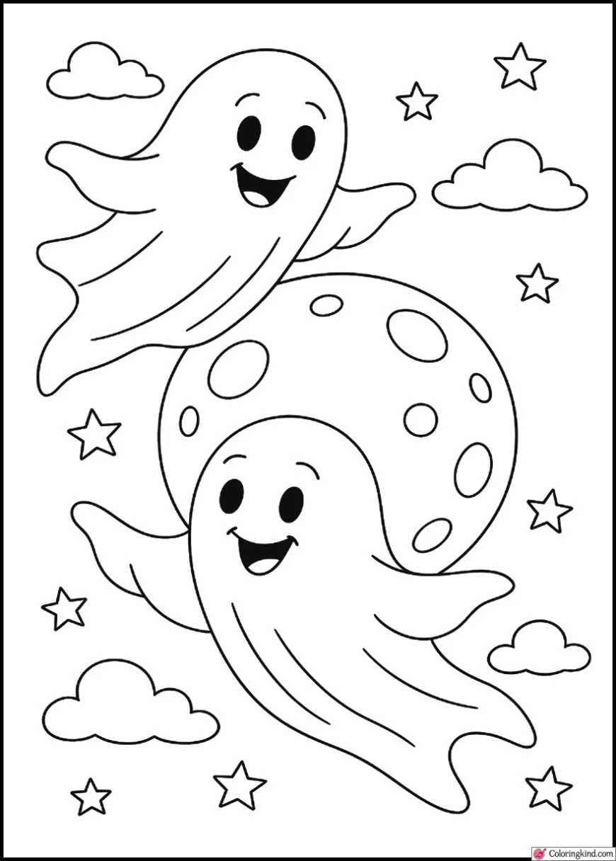 Ghosts Flying Over Moon