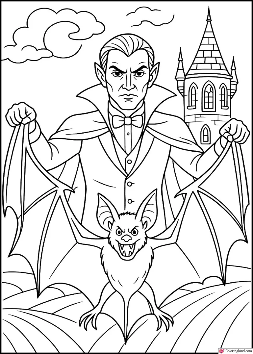 Vampire Bat Transformation with gothic tower