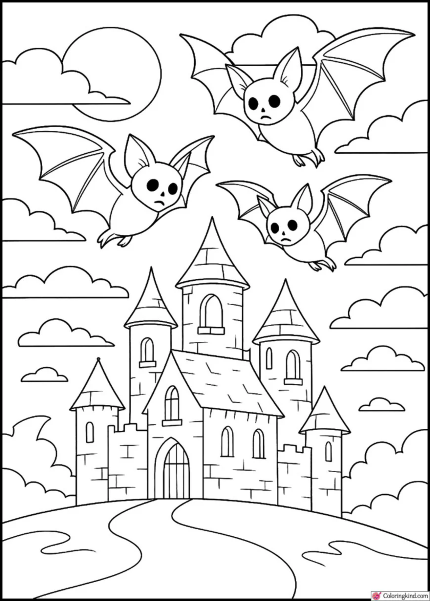 Bats Flying Over Old Castle