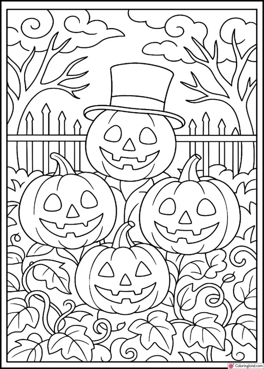 Jack-o’-Lantern Family in Garden