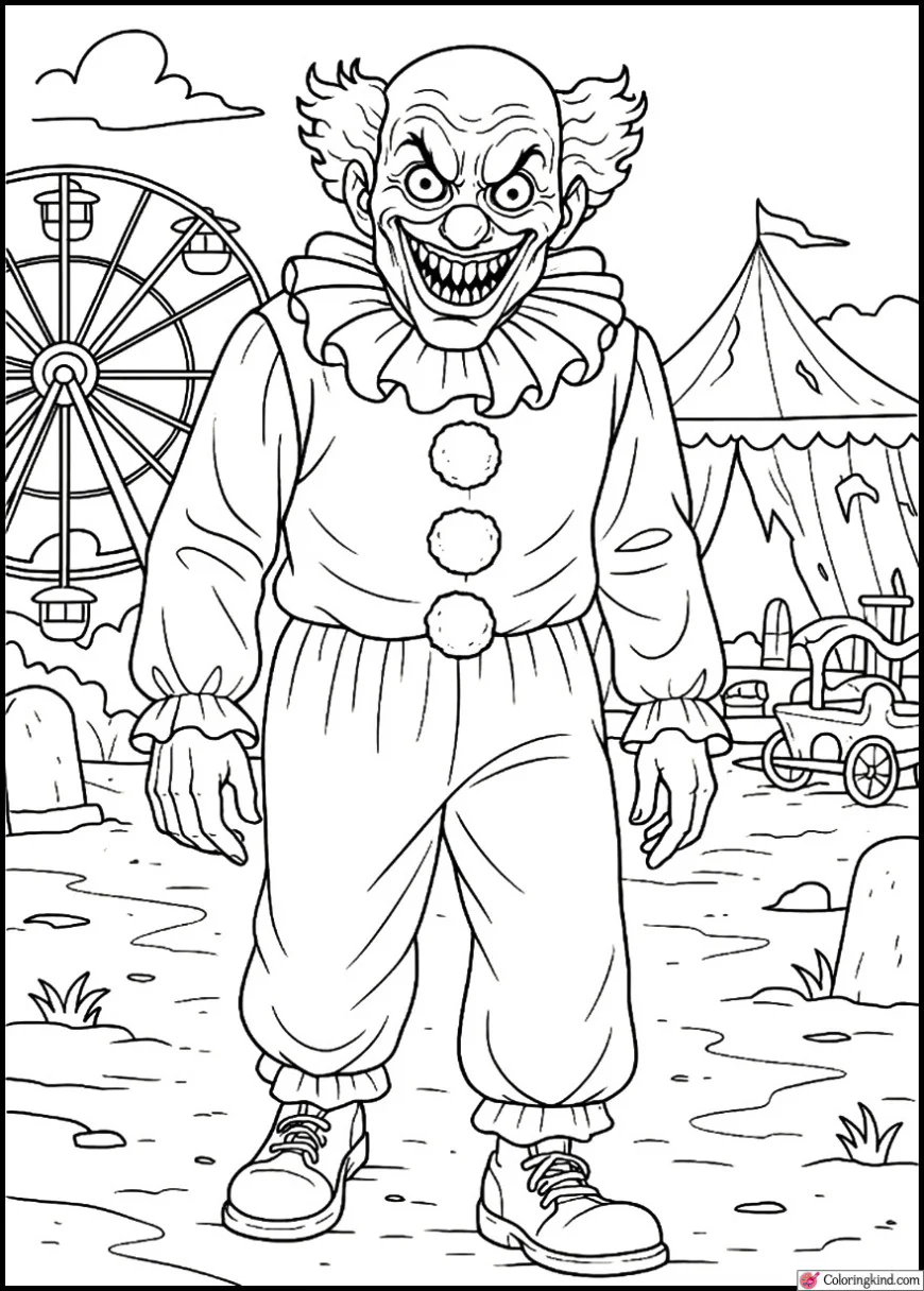 Creepy Clown in Abandoned Carnival