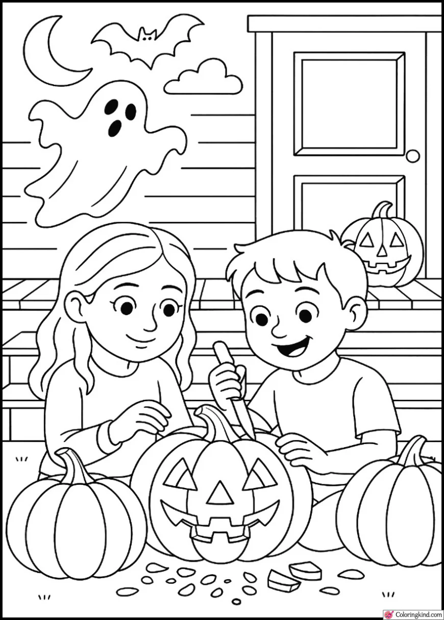 Kids Carving Jack-o’-Lanterns