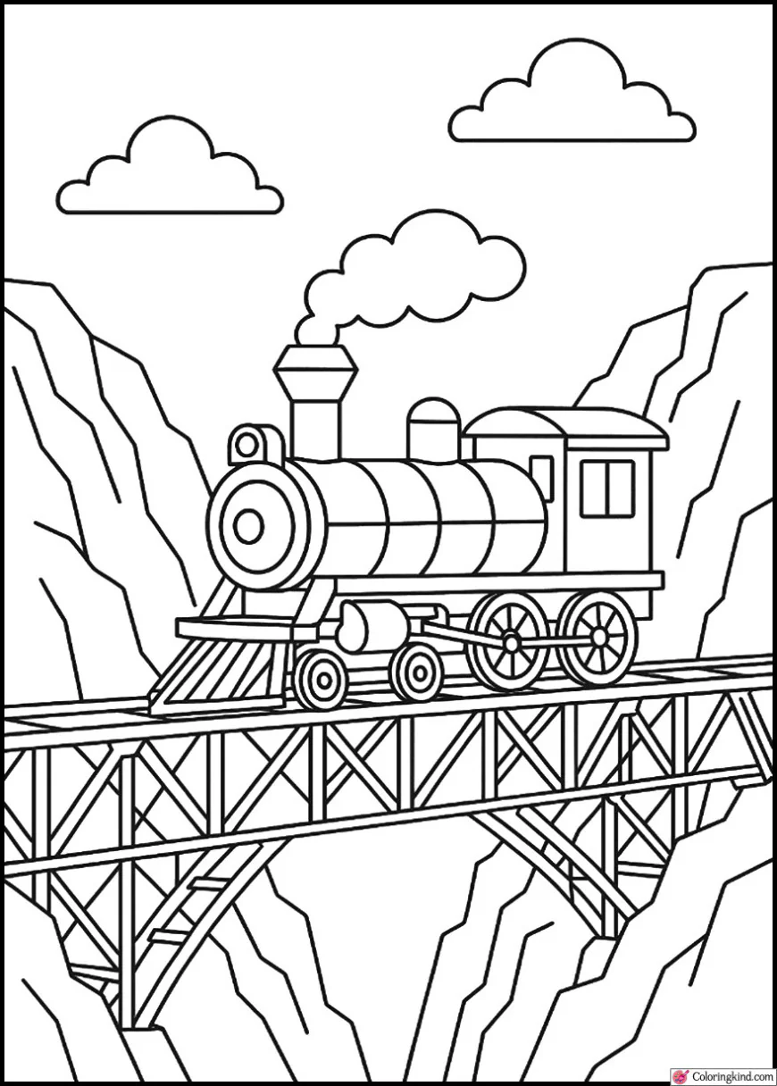 Train Crossing Metal Bridge Over Gorge