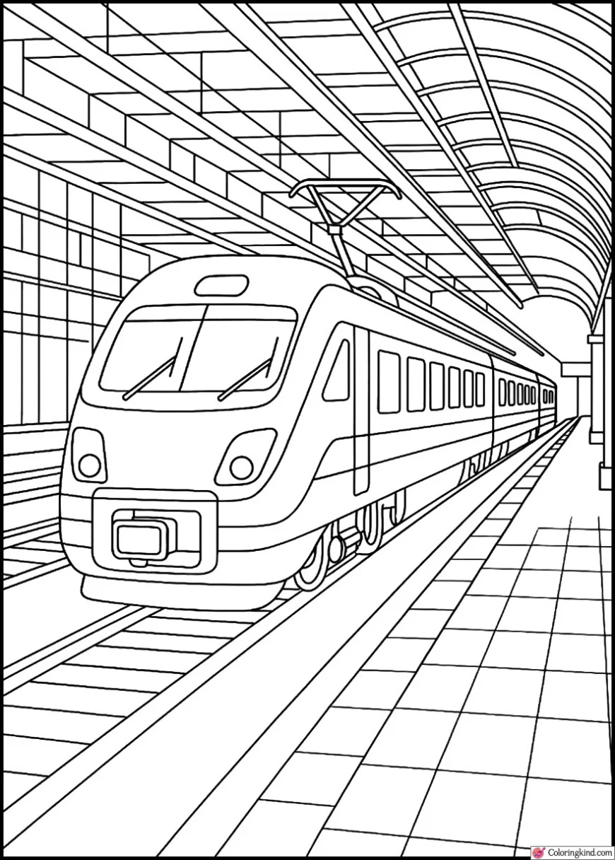 Train at a Busy Station Platform