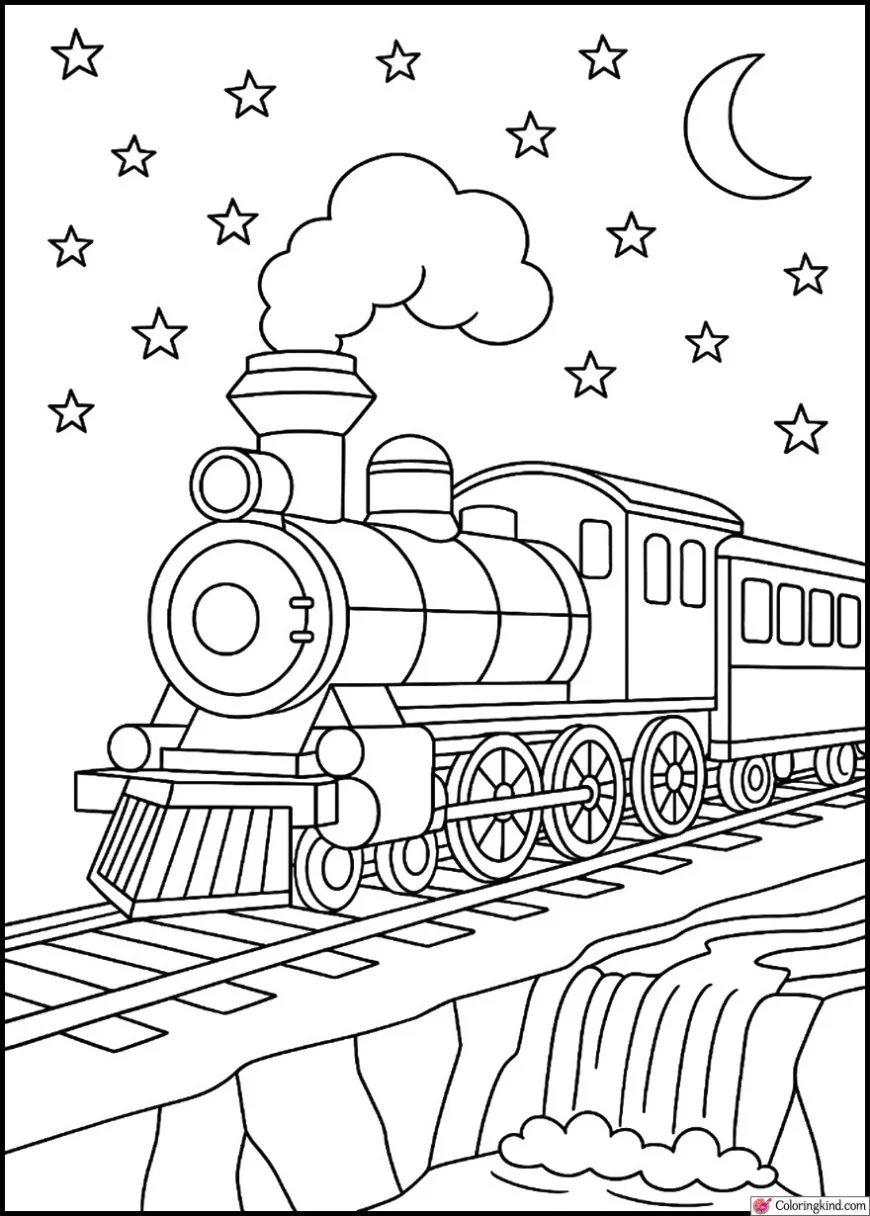 Train Under the Starry Night Sky
