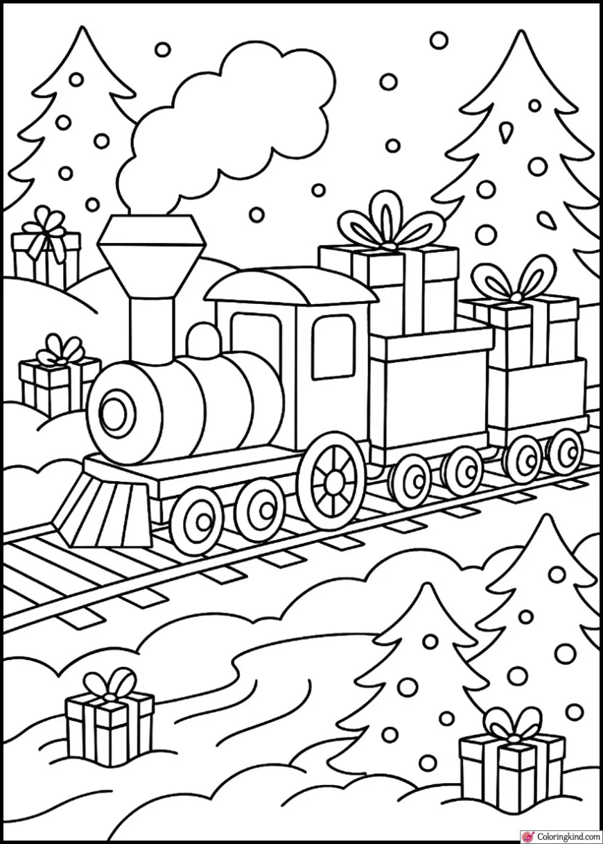 Toy Train on a Christmas Track