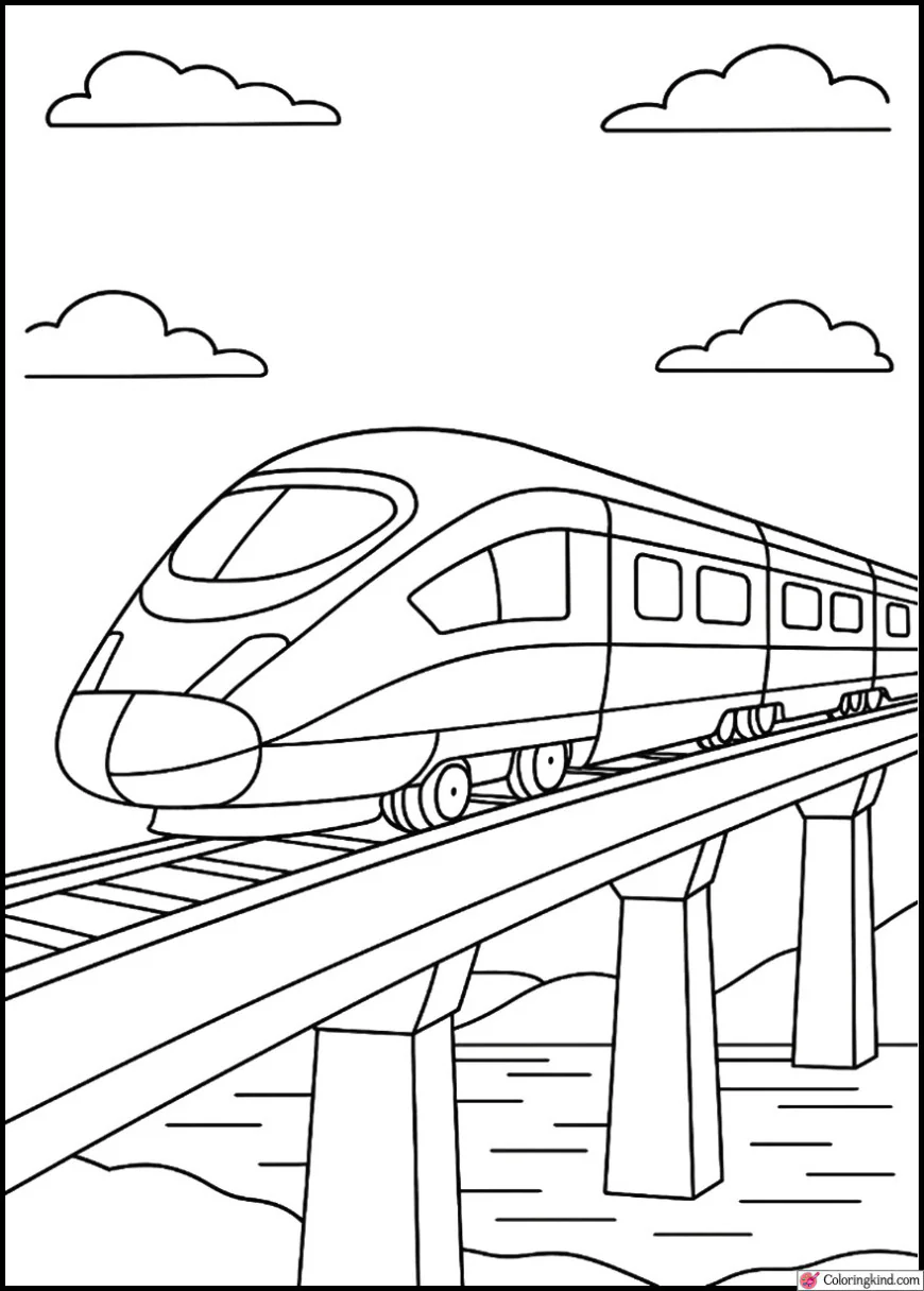 High-Speed Bullet Train on Elevated Tracks