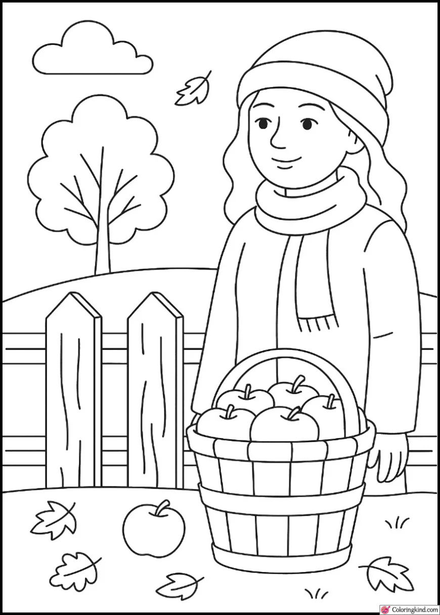 Apple Basket Beside a Wooden Fence