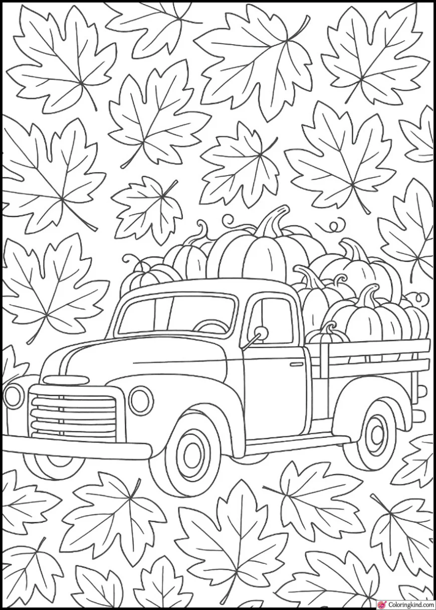 Vintage Truck Loaded with Pumpkins