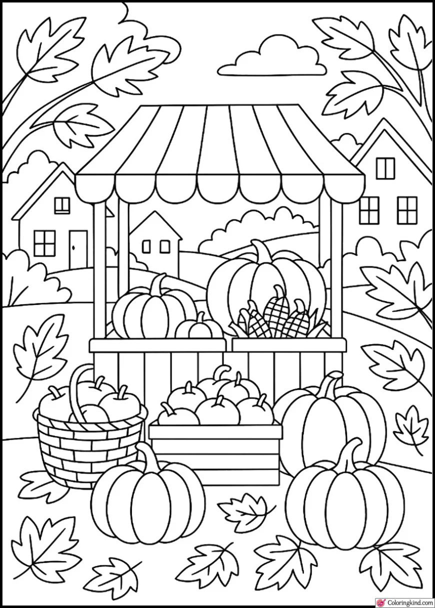 Village Market Selling Autumn Produce