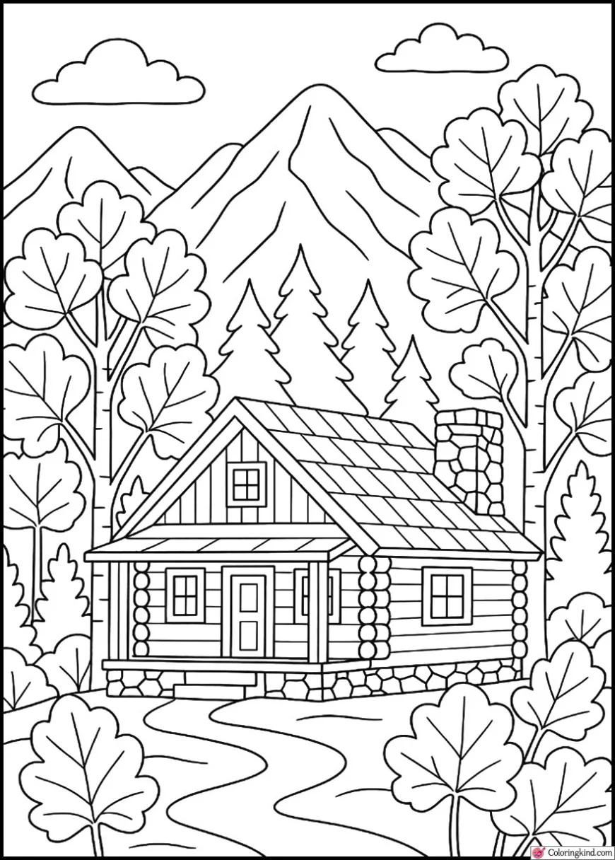 Mountain Cabin with Golden Aspen Trees