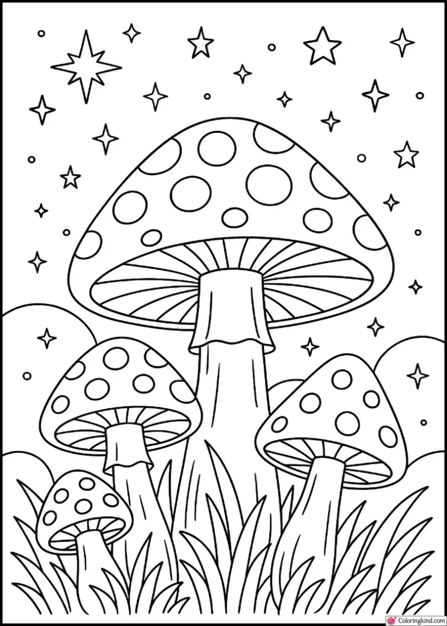 Enchanted Mushrooms Beneath Stars
