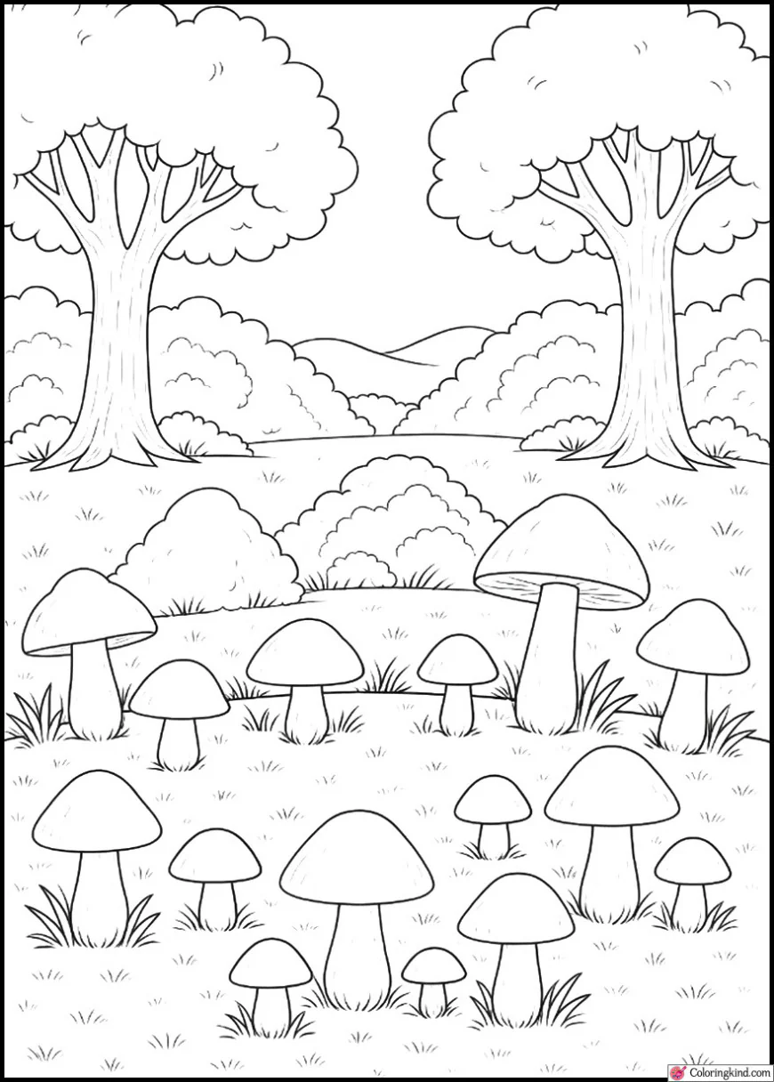Fairy Circle of Mushrooms in the Forest