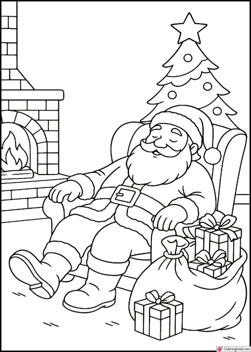 Santa Claus resting in his armchair after delivering all gifts