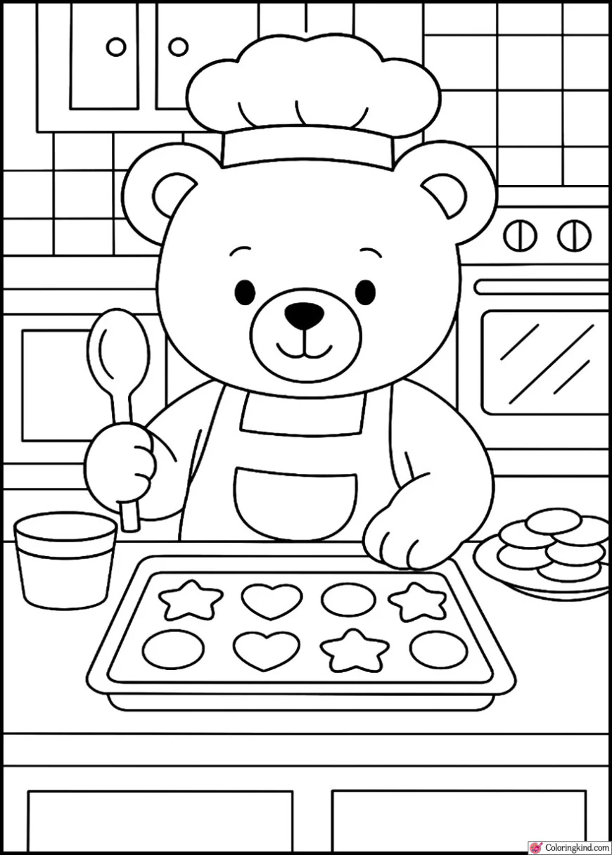 Teddy Bear Baking Cookies