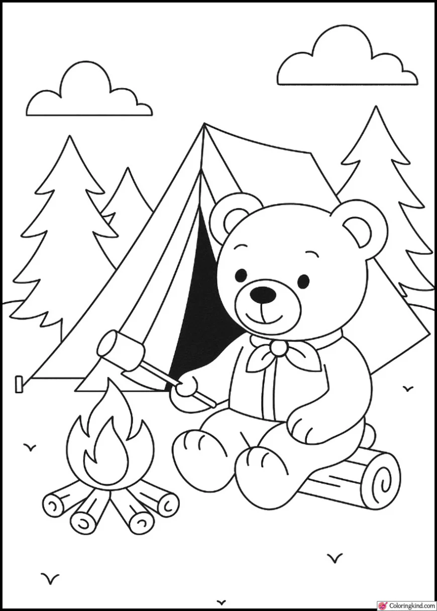 Teddy Bear Camping in the Forest