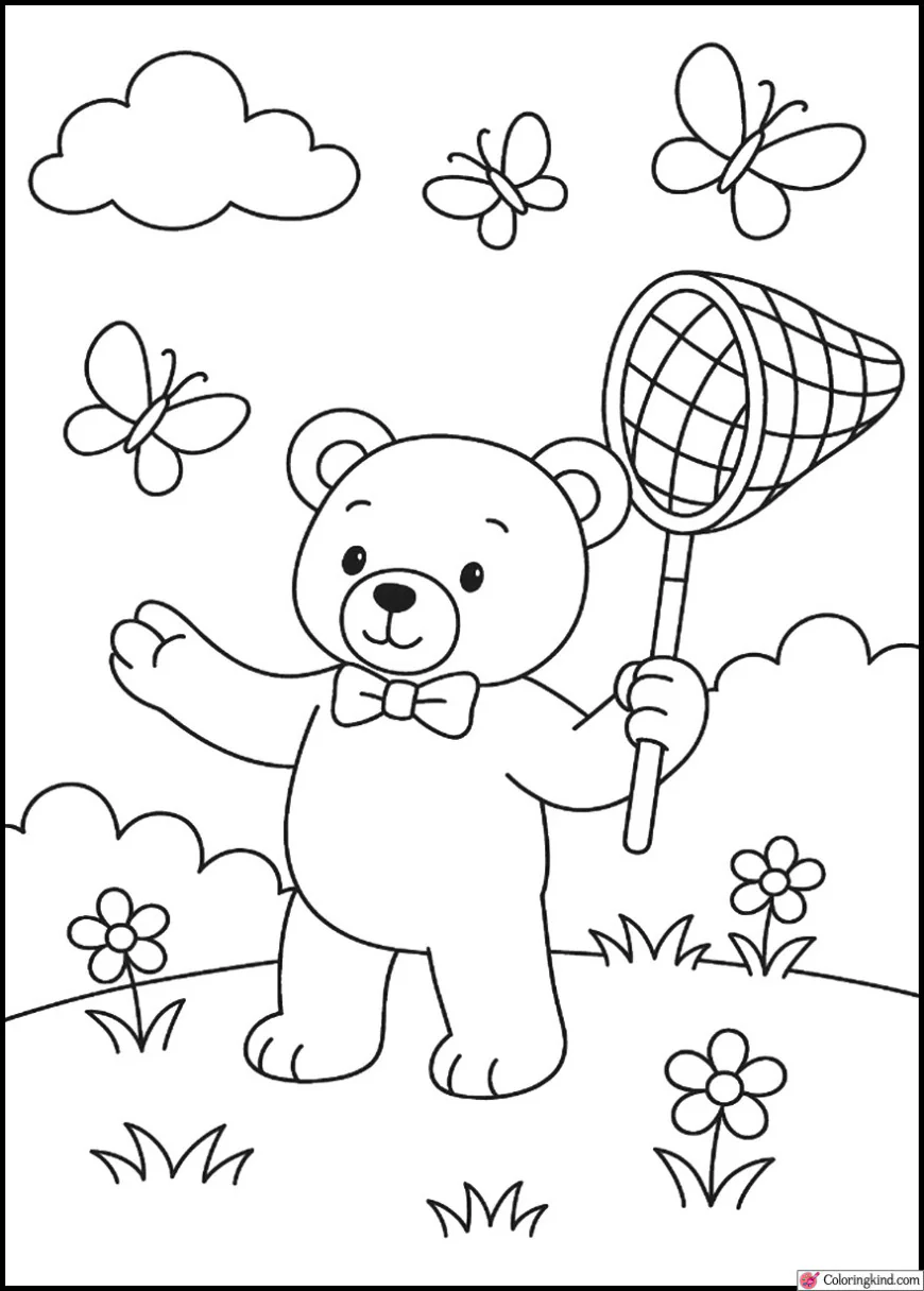 Teddy Bear Catching Butterflies