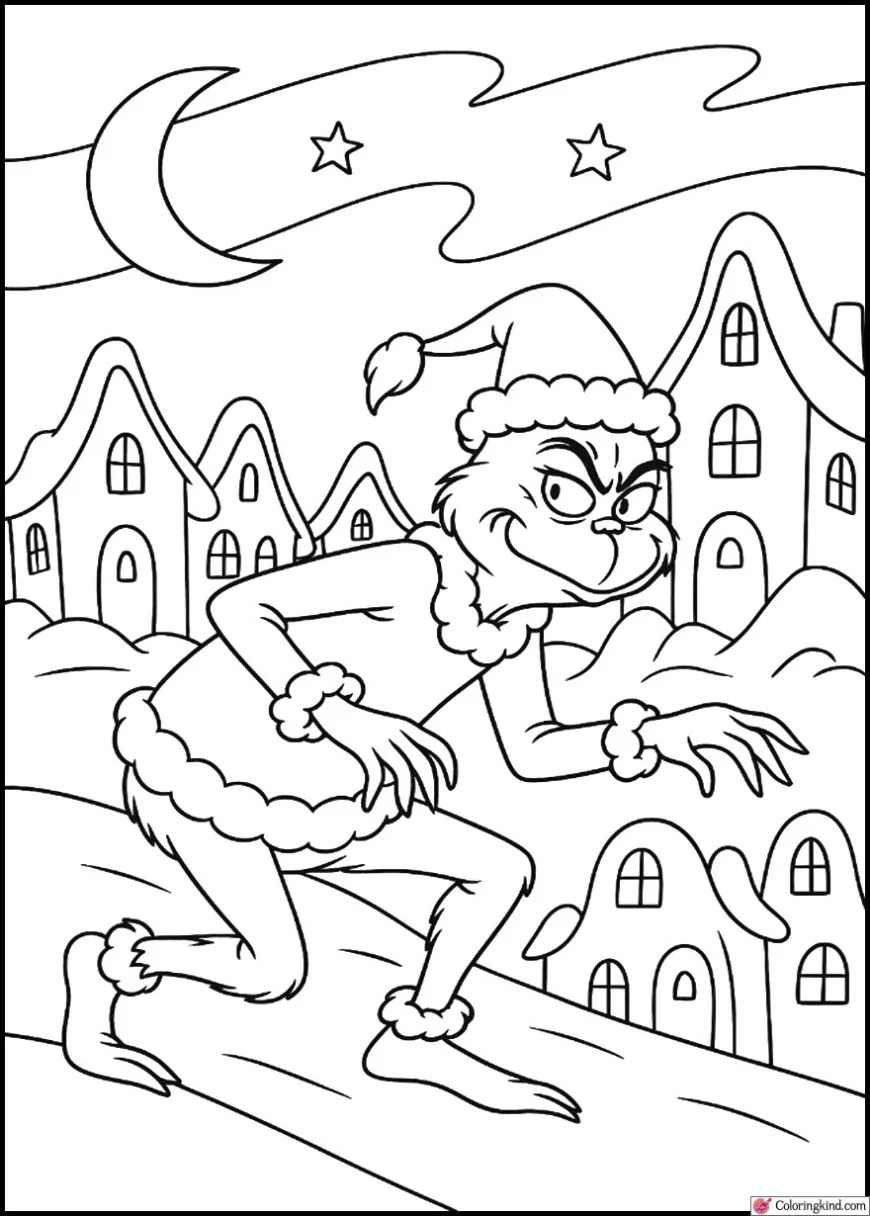 The Grinch Sneaking Through Whoville at Night