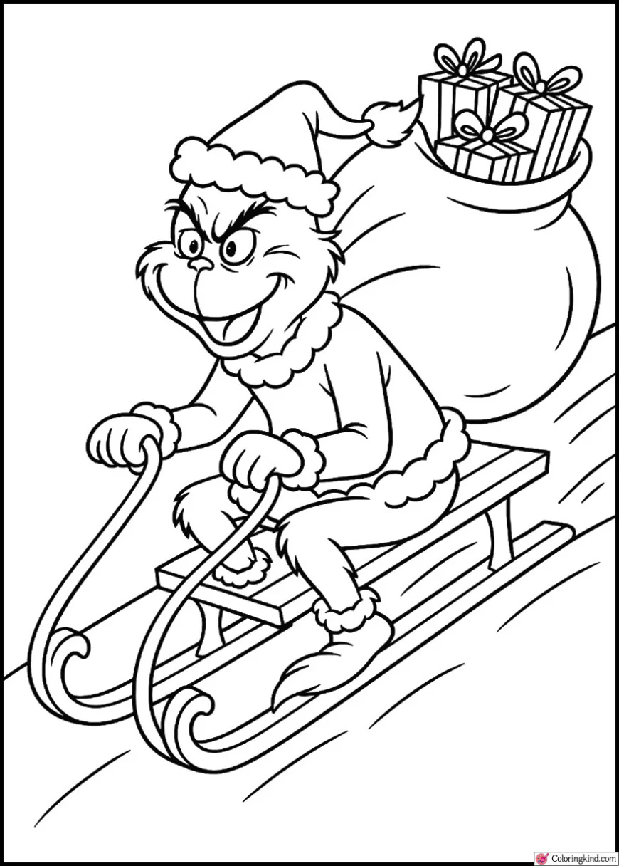 The Grinch Riding His Sleigh Downhill