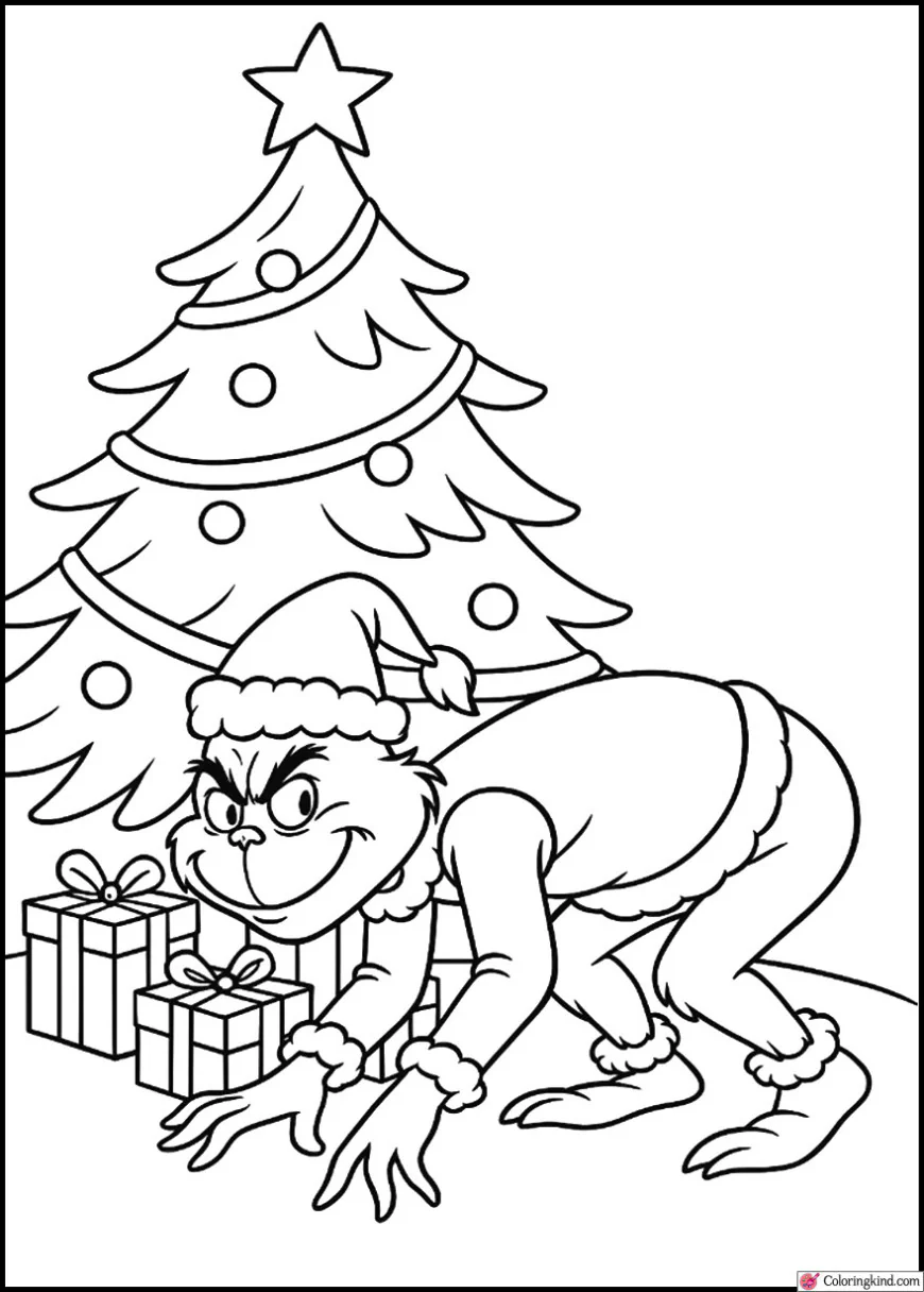 The Grinch Sneaking Under the Christmas Tree