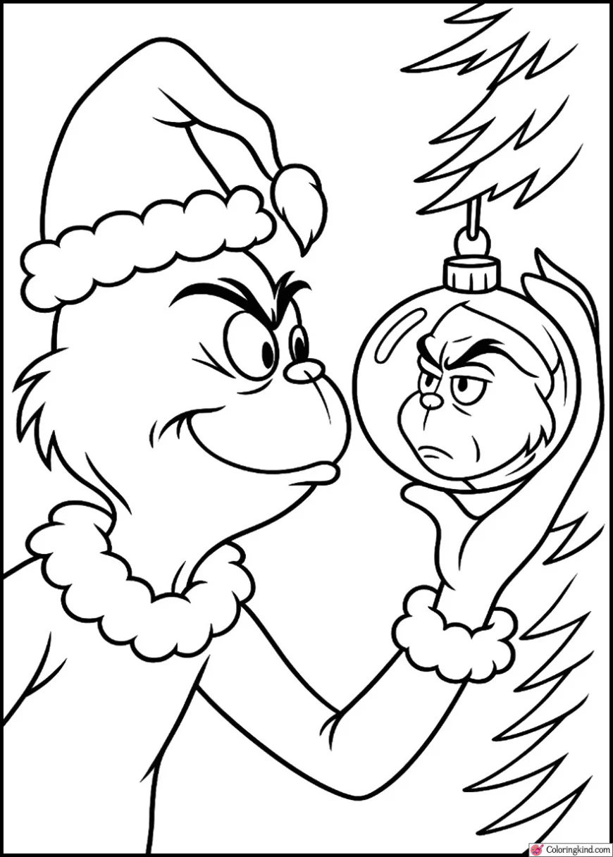 The Grinch Looking at His Reflection in a Bauble