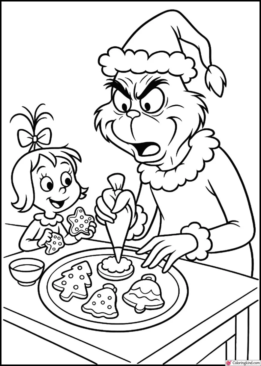 The Grinch with Cindy Lou Who Decorating Cookies