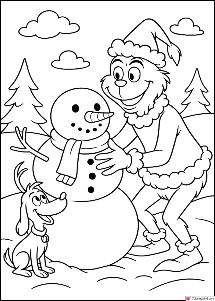 The Grinch and Max Building a Snowman