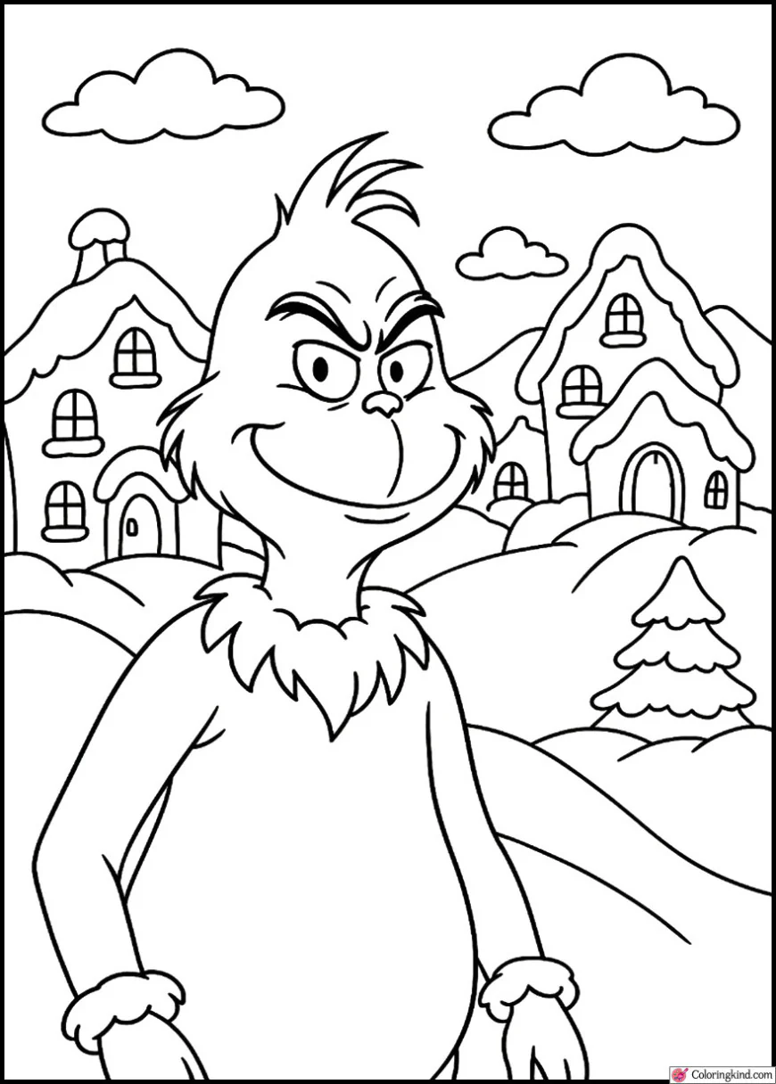 The Grinch and Whoville Houses Covered in Snow