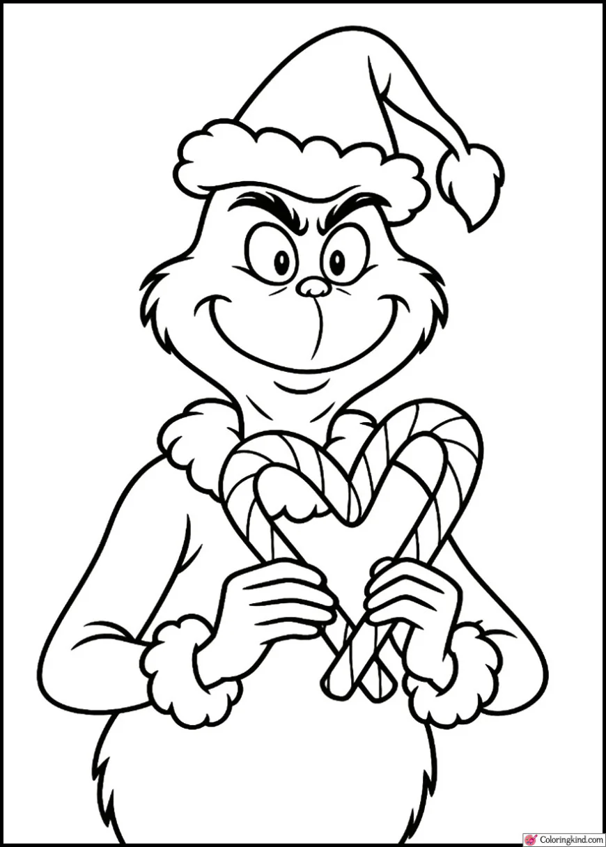 The Grinch Holding a Candy Cane Heart