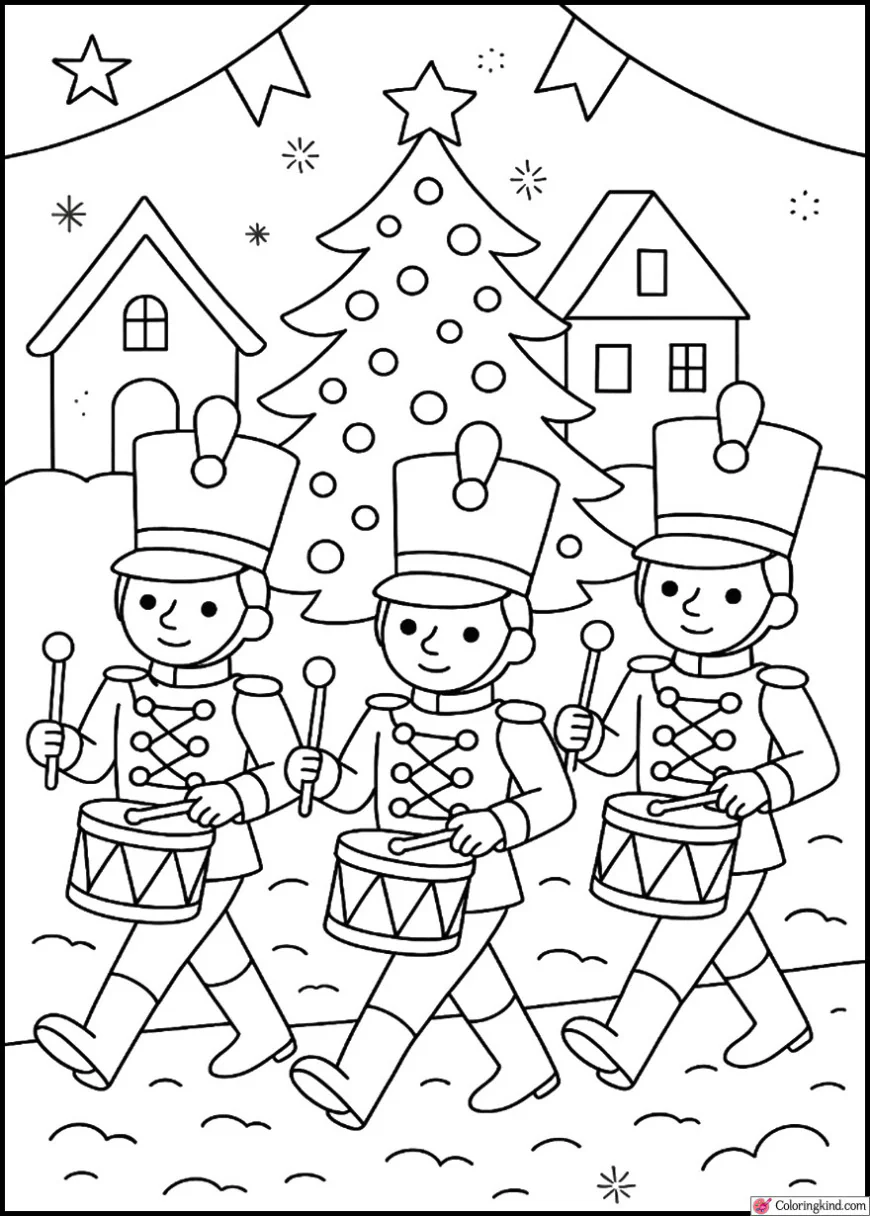 Toy Soldiers Marching Through a Winter Parade