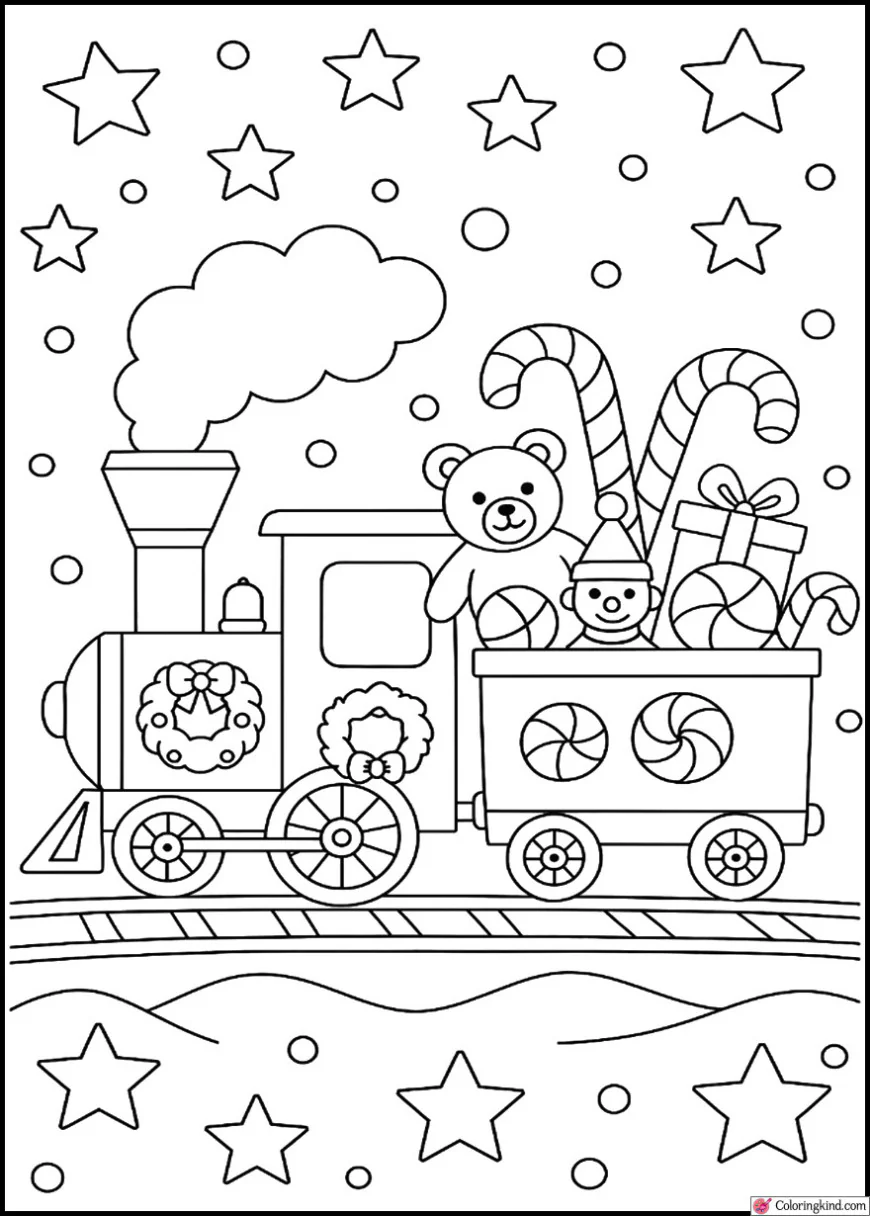 Christmas Train Full of Toys and Candy