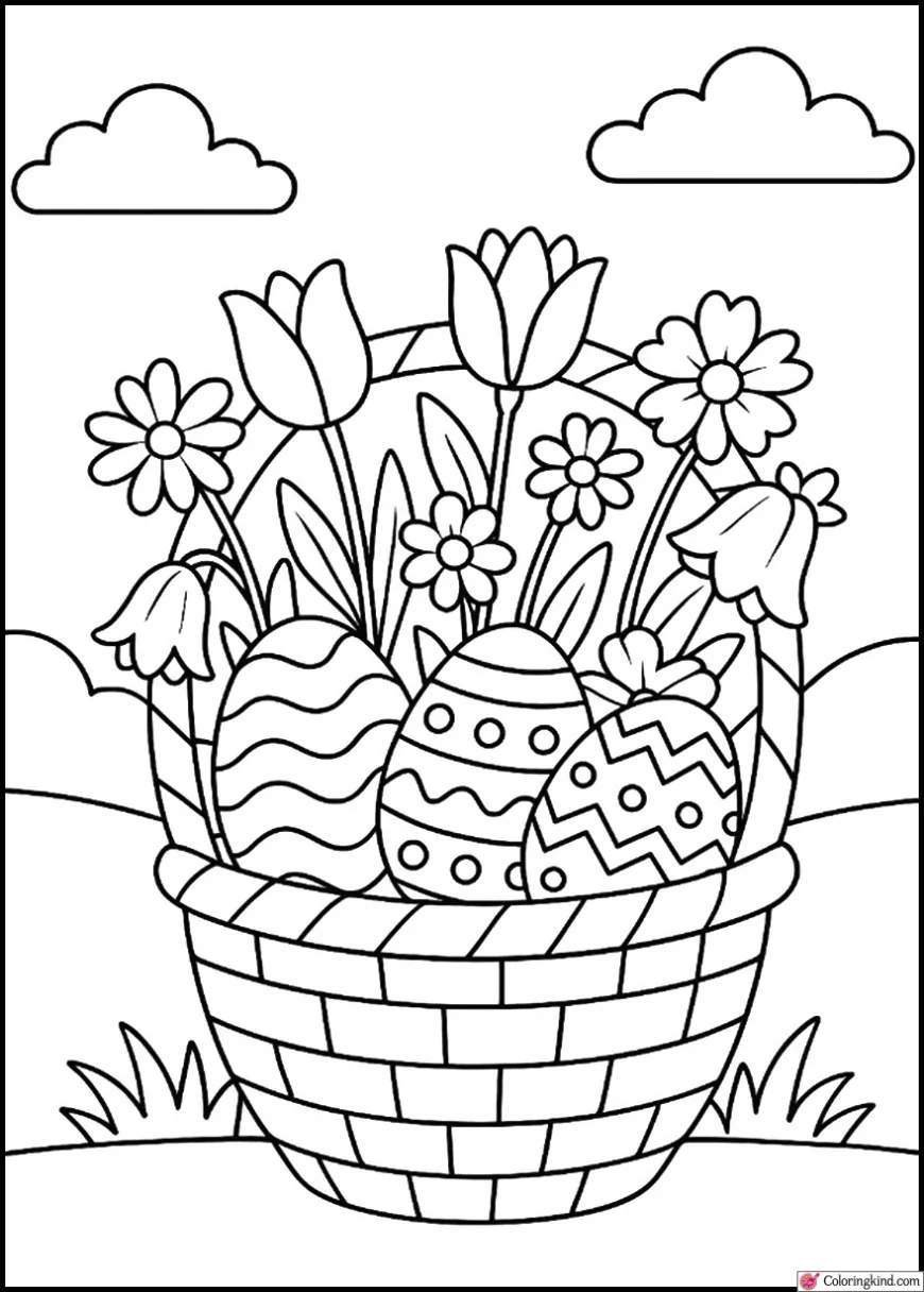 Easter Basket Overflowing with Spring Flowers