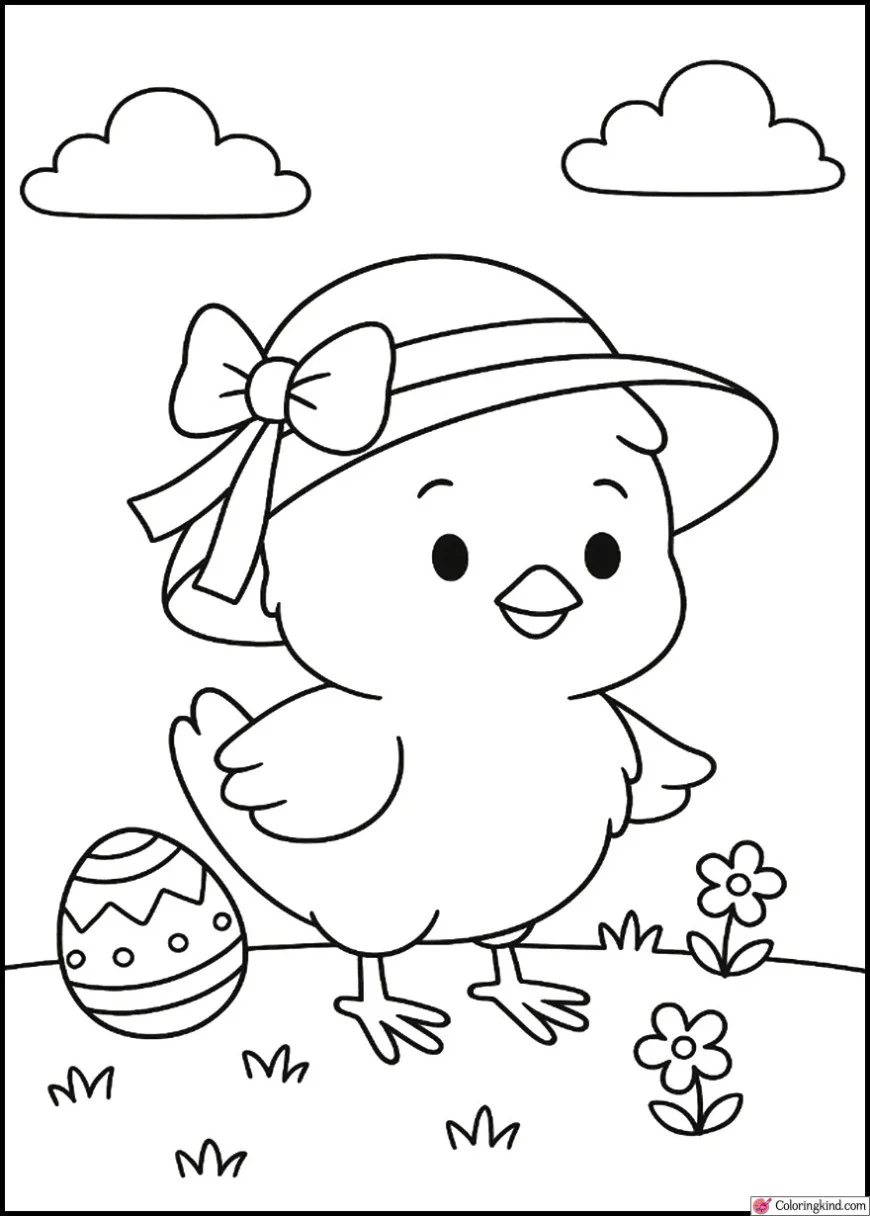 Baby Chick Wearing an Easter Bonnet