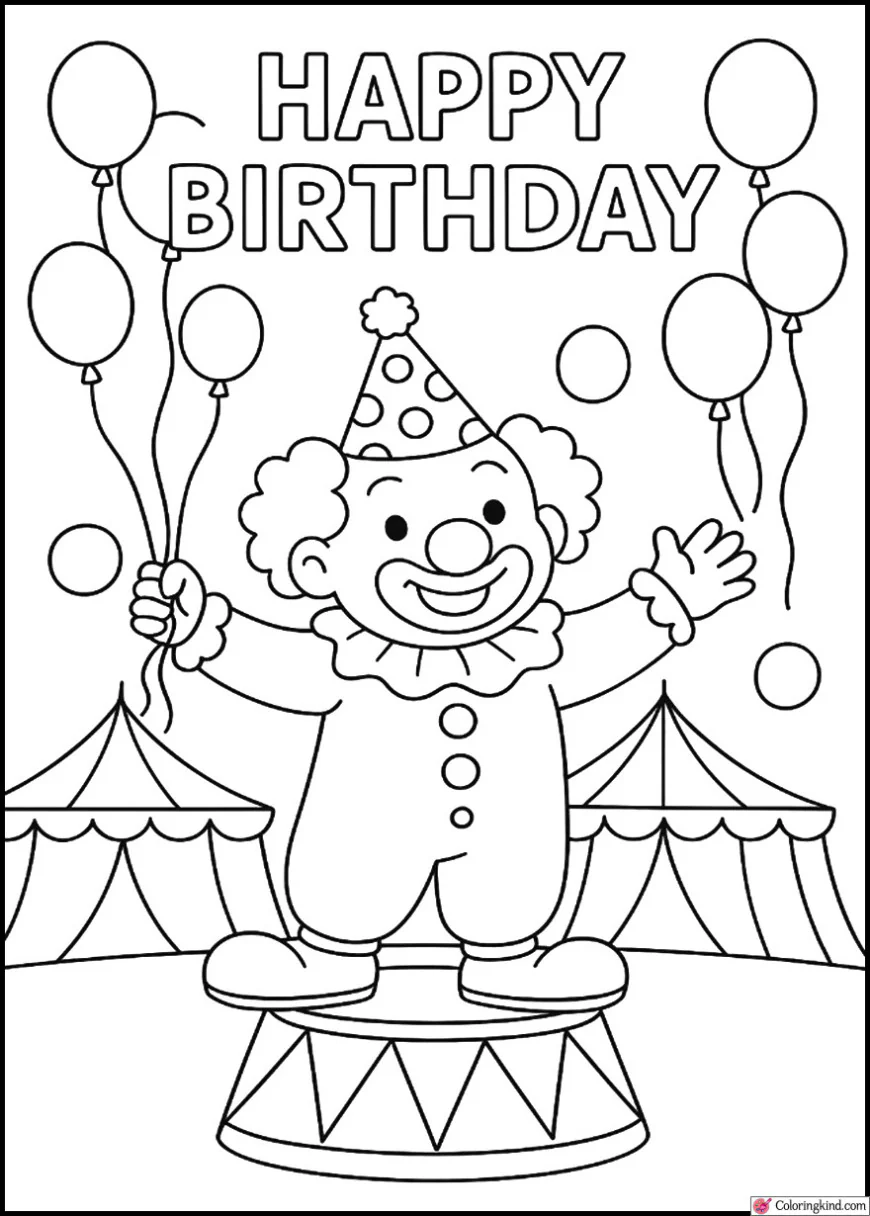 Clown and Balloons at a Birthday Circus