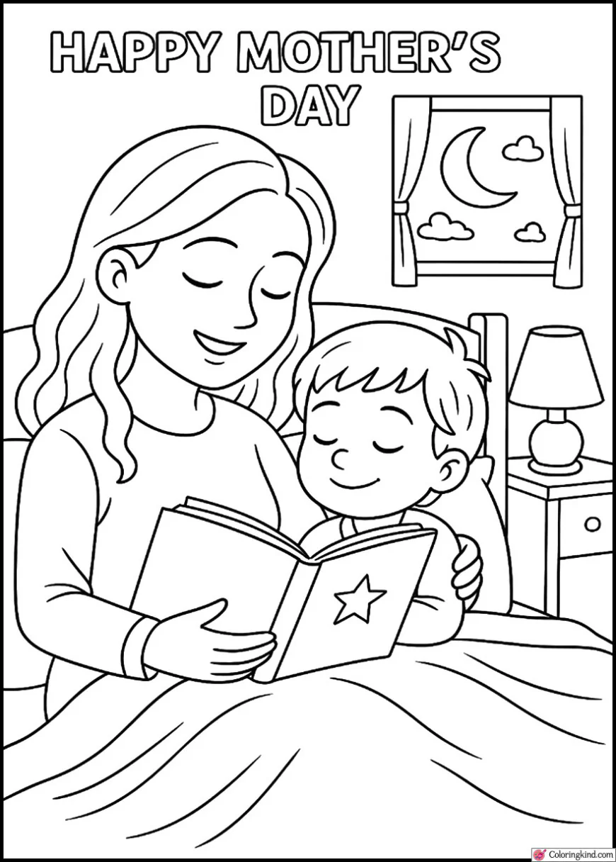 Mother Reading Bedtime Story to Child