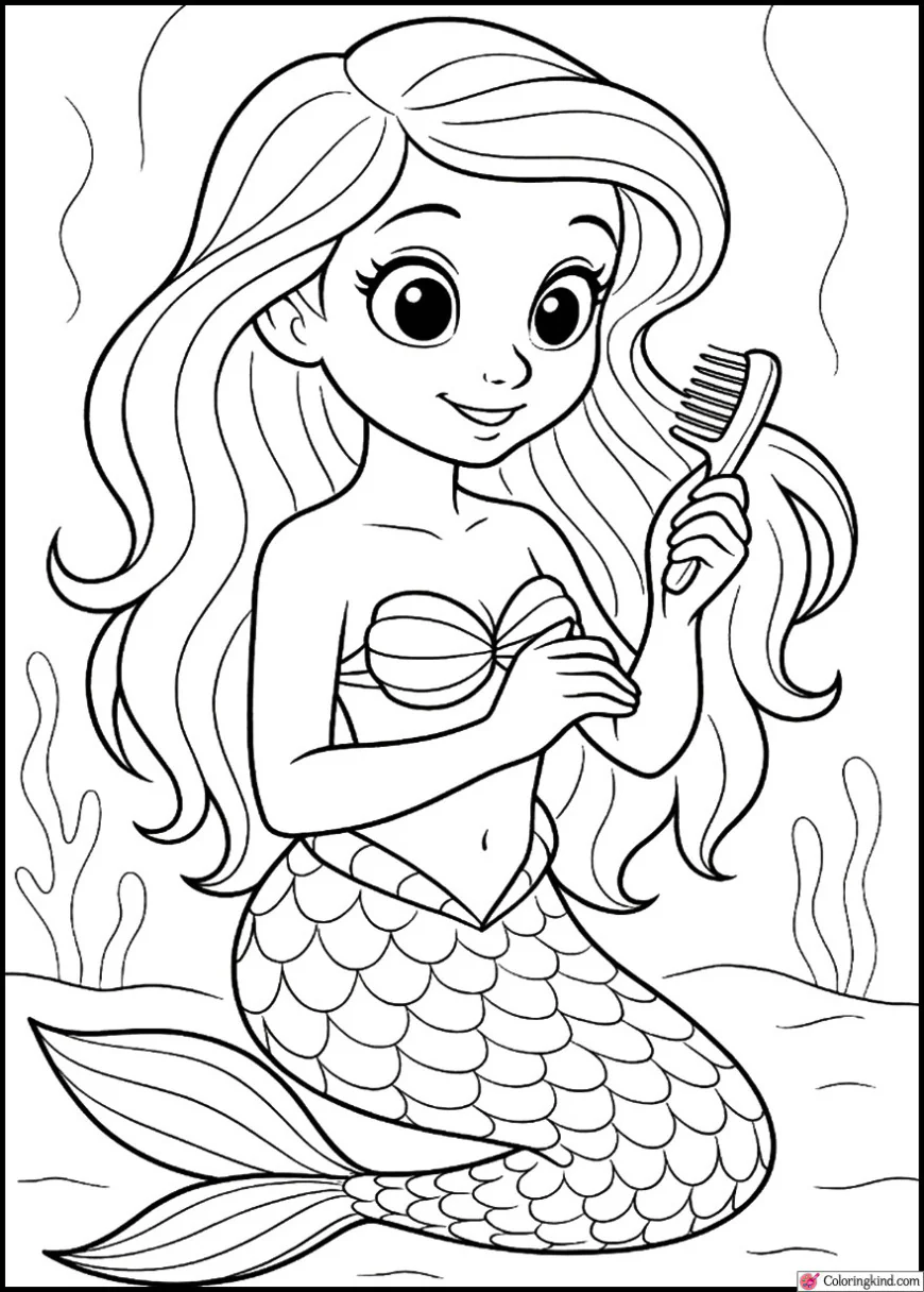 The Mermaid brushing hair with dinglehopper comb