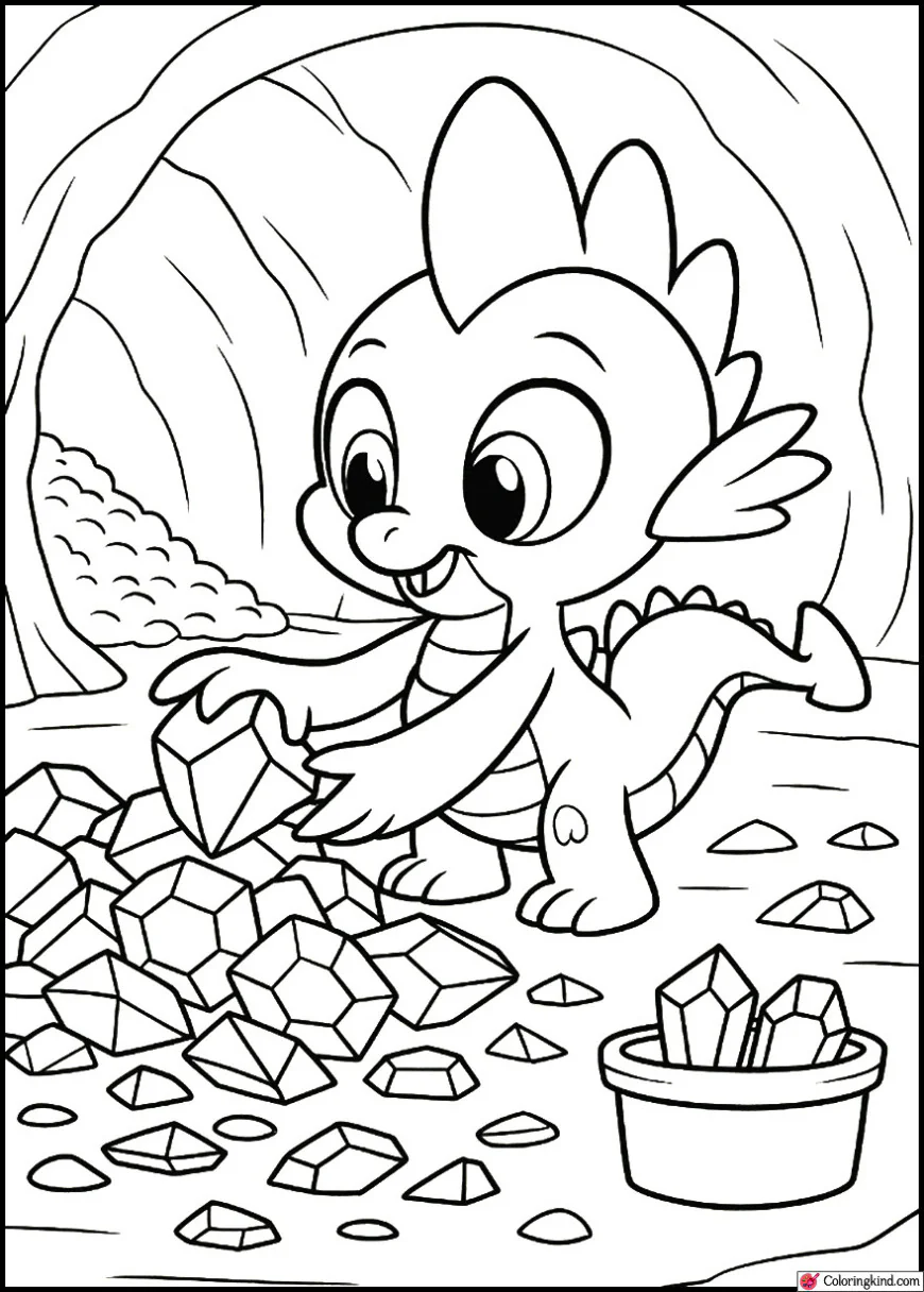 Spike organizing jewels in his dragon cave
