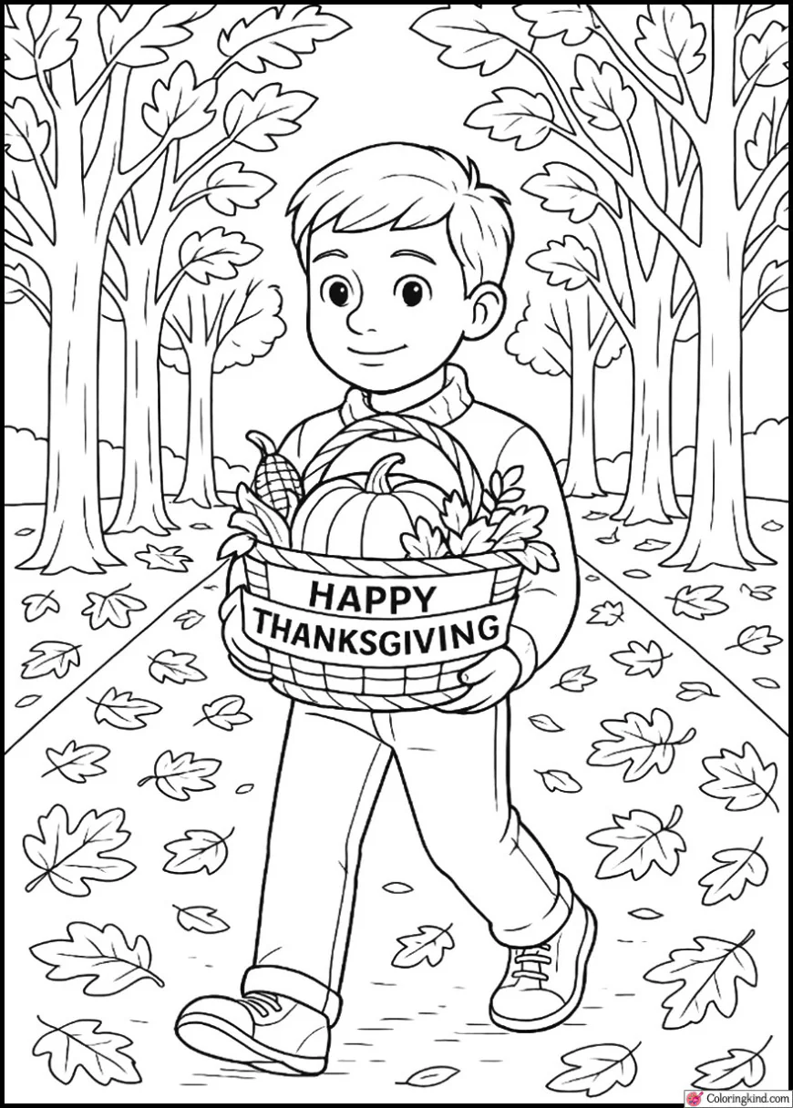 Autumn Tree-Lined Pathway on Thanksgiving