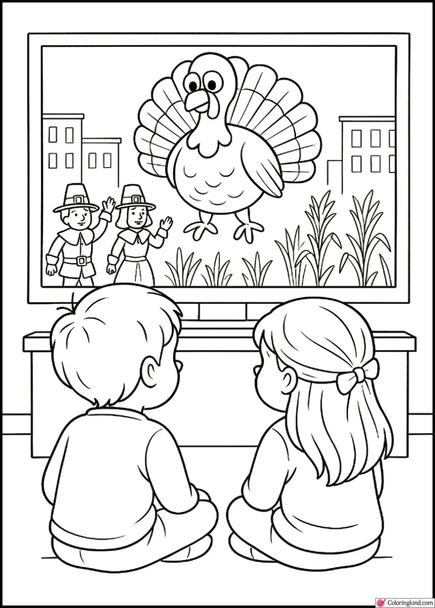 Kids Watching Thanksgiving Parade on TV