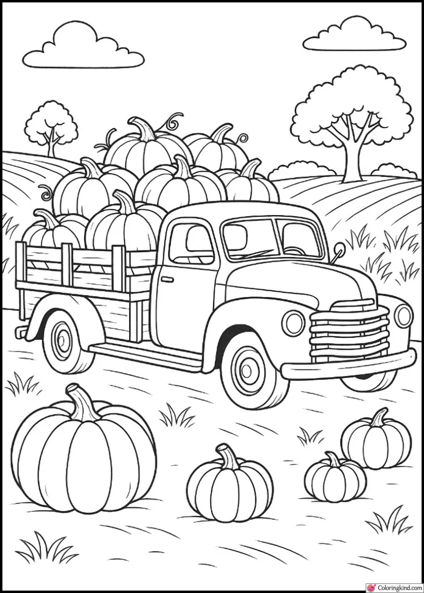 Harvest Truck Loaded with Pumpkins