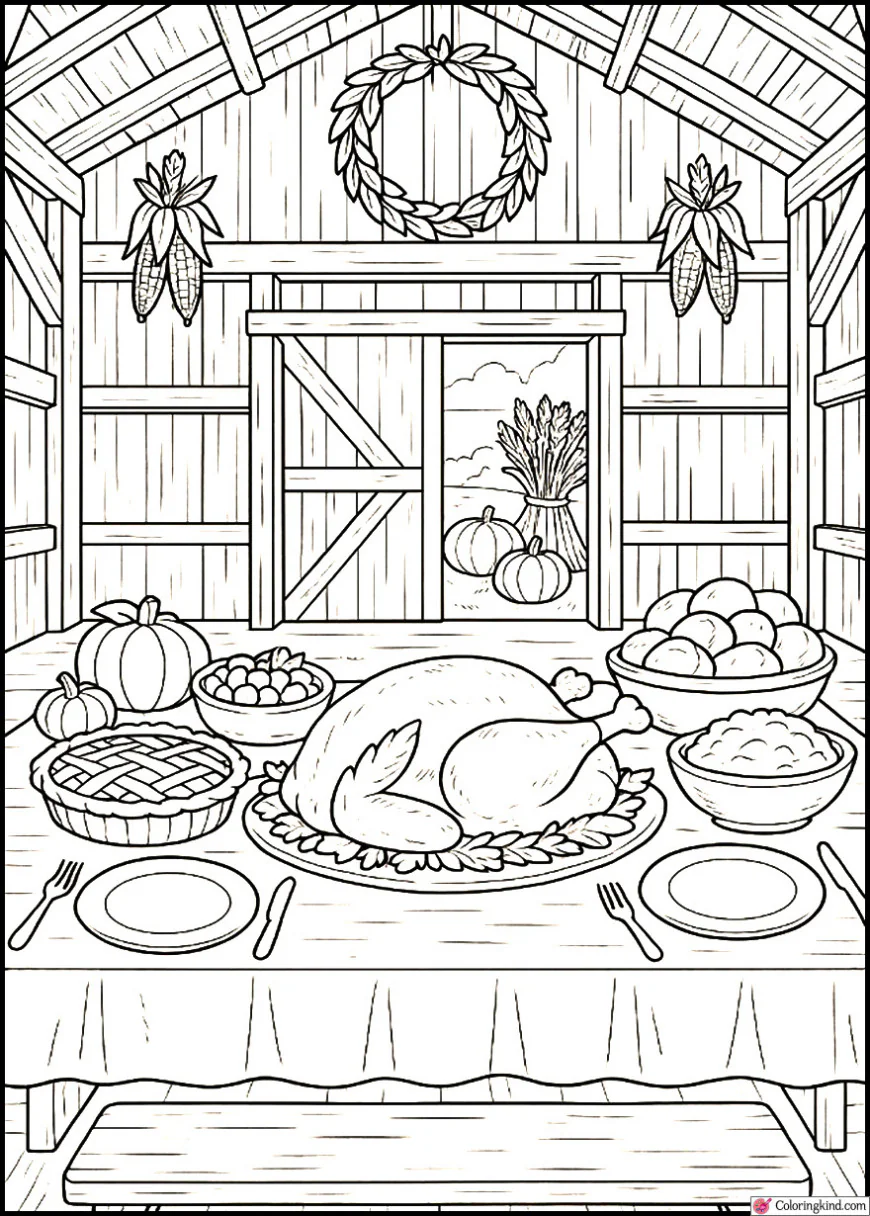 Thanksgiving Feast in a Rustic Barn