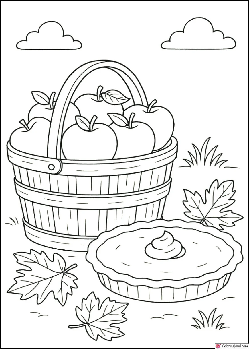 Basket of Apples Beside a Pumpkin Pie
