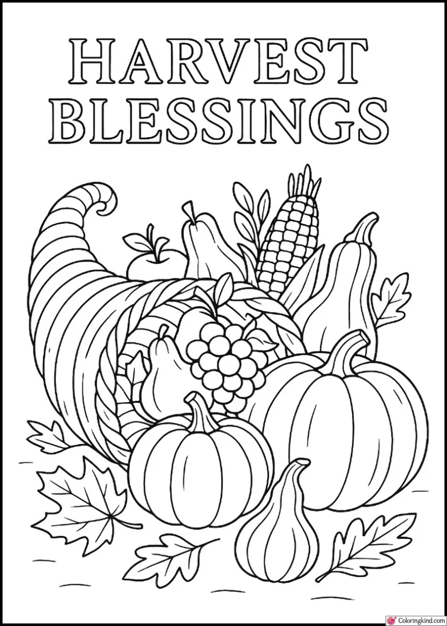 Cornucopia Basket Filled with Harvest Blessings