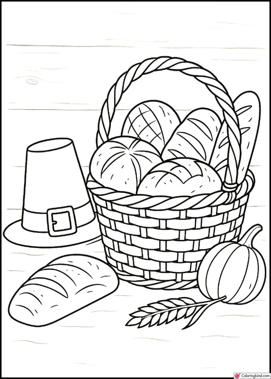 Pilgrim Basket Full of Freshly Baked Bread