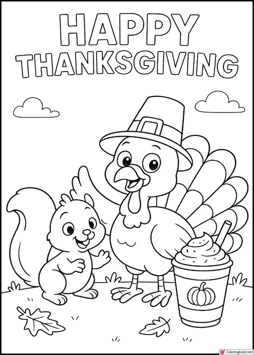 Happy Thanksgiving Turkey and Latte