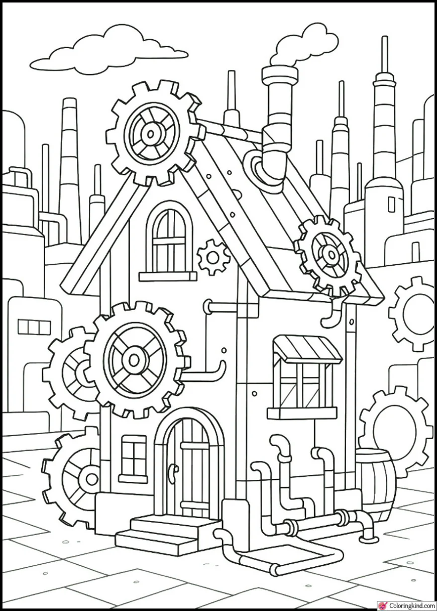 Steampunk Gear House in Metal City