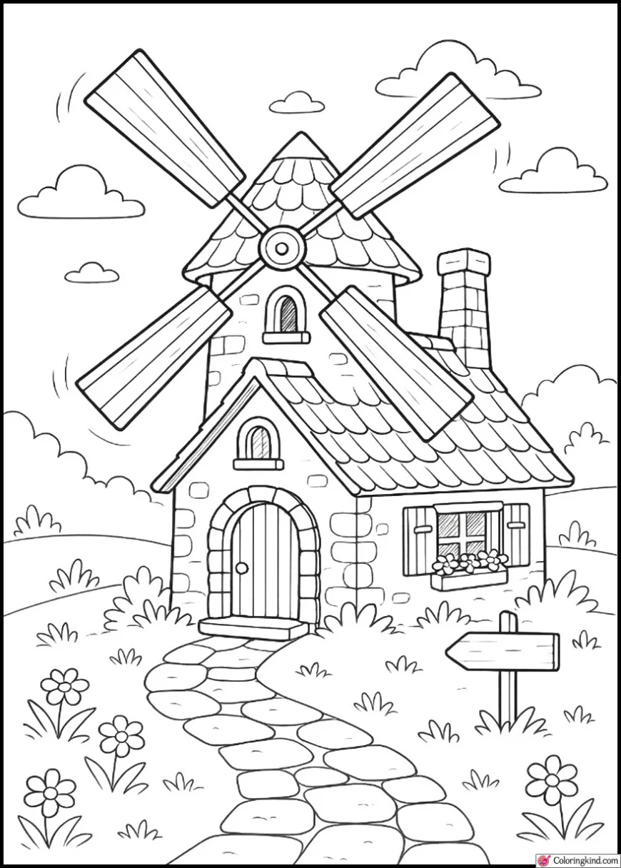 Windmill Cottage with Turning Blades