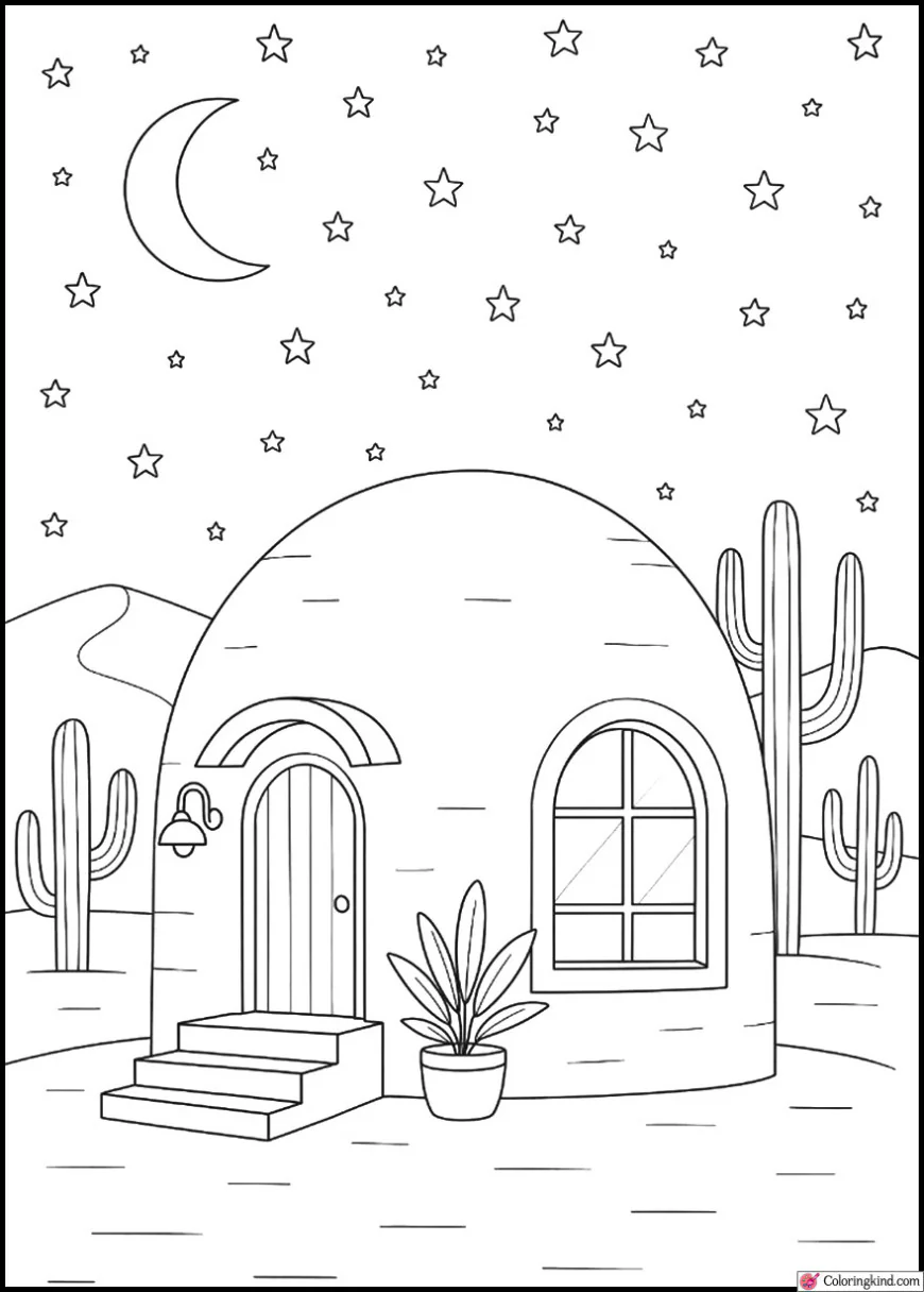 Desert Dome House with Starry Sky