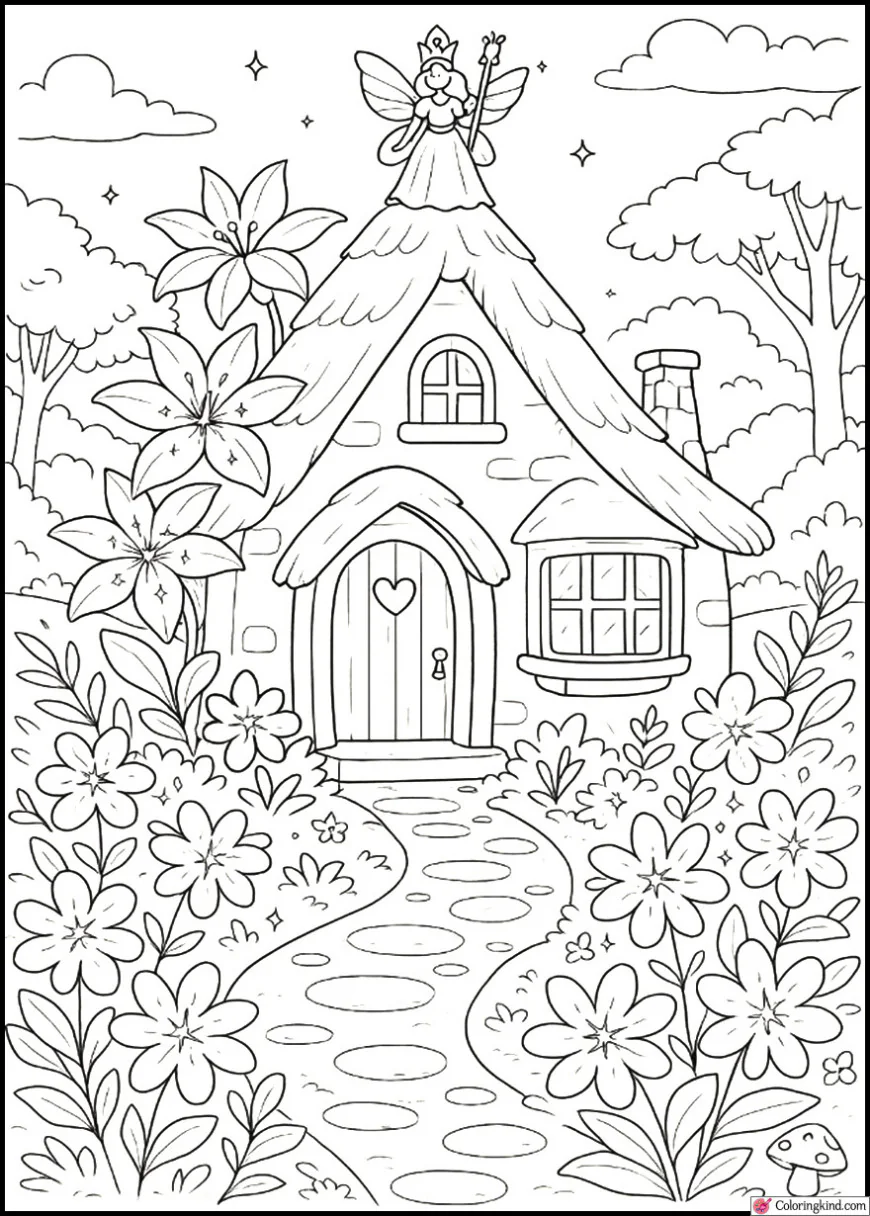 Fairy Queen’s Cottage with Sparkling Flowers